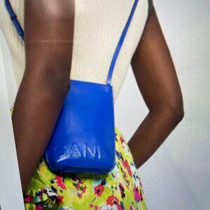 GANNI  mini logo-embossed crossbody bag